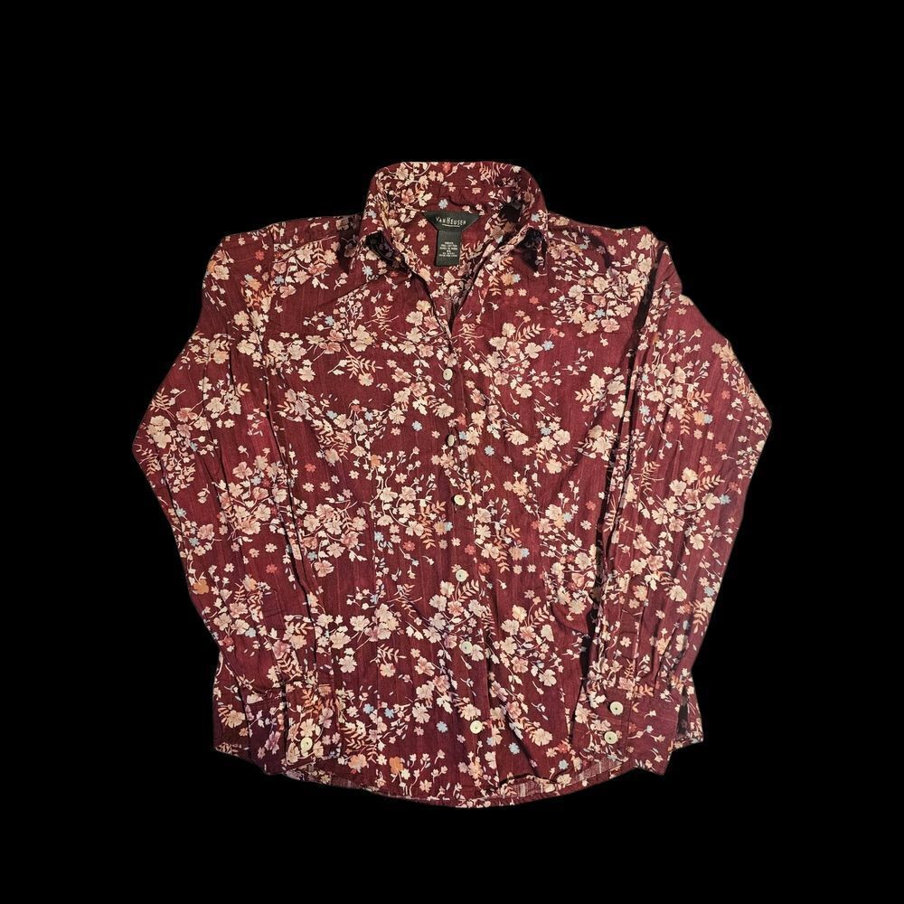 Van Heusen Burgundy Floral Button Down Shirt